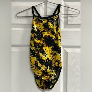 TYR Girls Durafast Black and Yellow Swimsuit - Size 26 - EUC